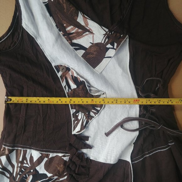 Jane & John brown white patchwork linen dress lagenlook size XL - Picture 13 of 15